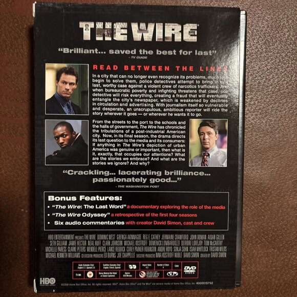 The Wire - The Complete Fifth Season (DVD, 2008, 4-Disc Set) - Picture 2 of 3